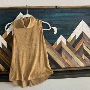 Beige tan suede turtleneck tank - NWOT